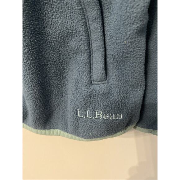 LL Bean Womens Large Blue Green Full Zip Fleece Warm Casual Jacket Pockets - Picture 4 of 8